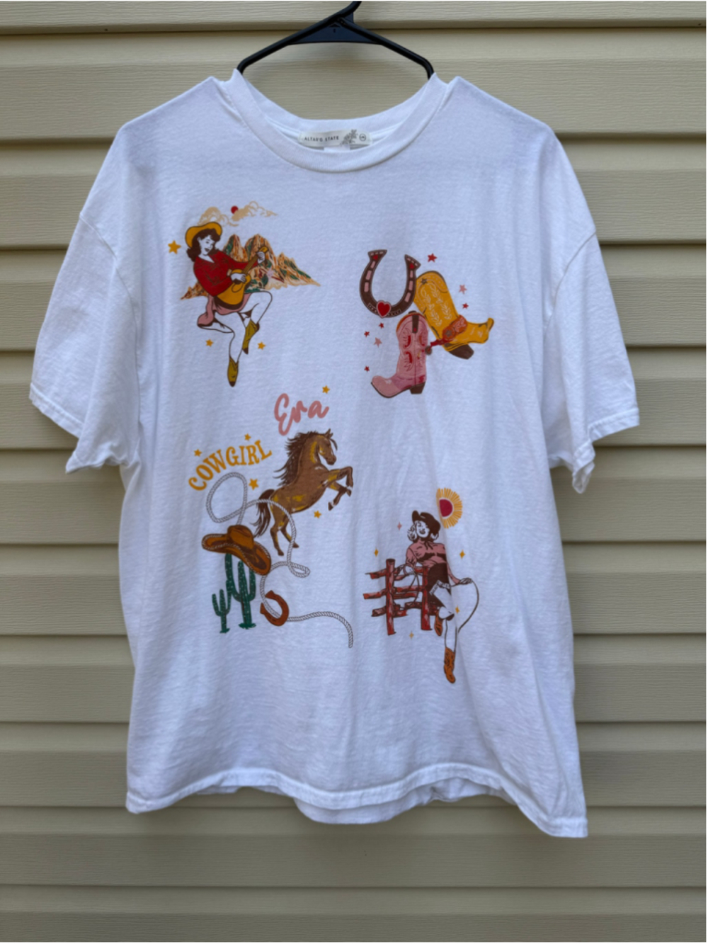 Altar’d State Cowgirl Era Graphic Tee L XL Western Cowboy Boots Horse Rodeo